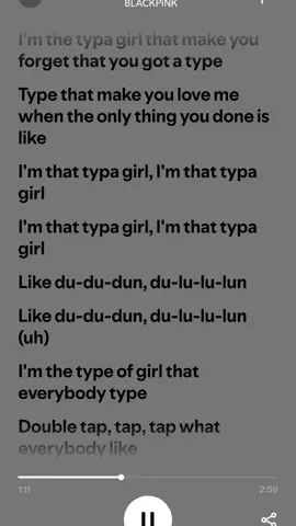 Typa Girl - Blackpink (lyrics) #typegirl #blackpink #songlyrics #spotify #lyrics #fyp 