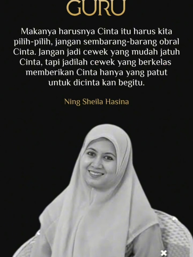 Makanya harusnya Cinta itu harus kita pilih-pilih, jangan sembarang-barang obral Cinta. Jangan jadi cewek yang mudah jatuh Cinta, tapi jadilah cewek yang berkelas  memberikan Cinta hanya yang patut untuk dicinta kan begitu. Ning Sheila Hasina Follow @dawuhgurumadura @dawuhguru Kunjungi www.dawuhguru.co.id Subcribe Dawuh Guru #dawuhguru #dawuhgurujatim #dawuhgurumadura #dawuhulama #dakwahislam#dawuhkiai #syair #fyp #fypreels #instagram #kutipancinta #kalamparaulama #kalamdakwah #mutiarailmu #habibumarbinhafidz #gusbaha #nasehatcinta #quotesislami #ngajionline #instrumental #arabic #quotes #wanita #muslimah #hijrah #kajianislam #reels #reelsinstagram 