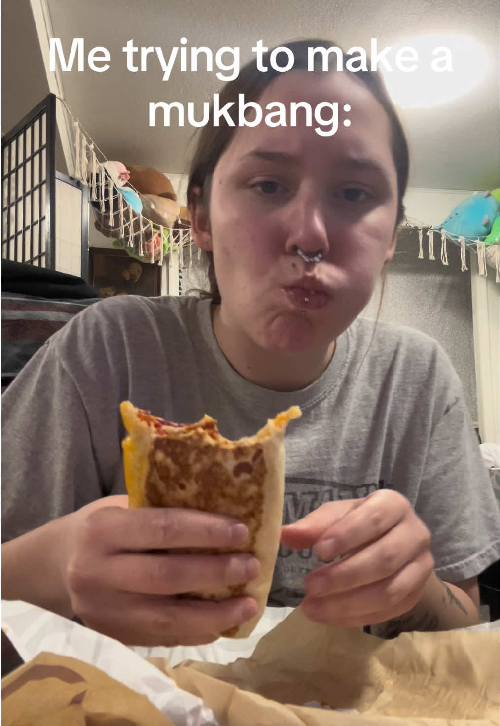 needless to say the grilled cheese burrito from @tacobell is a banger. and i know bangers #tacobell #mukbang #grilledcheeseburrito #whoops 