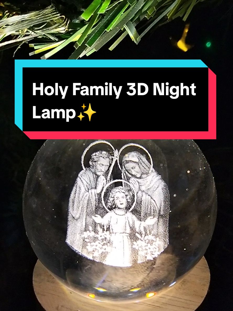 Oh Jesus, Mary and Joseph, Holy family of Nazareth. We entrust our hearts and our lives to you. Amen🙏 -3D crystal ball night lamp USB table light with wooden base Home decor.. #holyfamily #jesus #mamamary #stjoseph  #nightlamp #lamp #3Dlamp  #homedecor 
