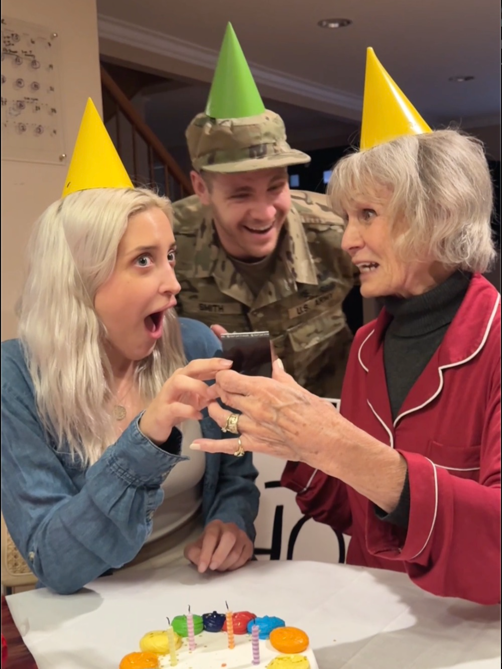 Soldier makes it to his Granny's 82nd birthday, finds out he's going to be a Father and proposes ❤️ PART 2 #viralvideo #fyppppppppppppppppppppppp #fyp #surprise #family #military #Homecoming #Relationship #christmas #present #proposal #pregnancy #dating
