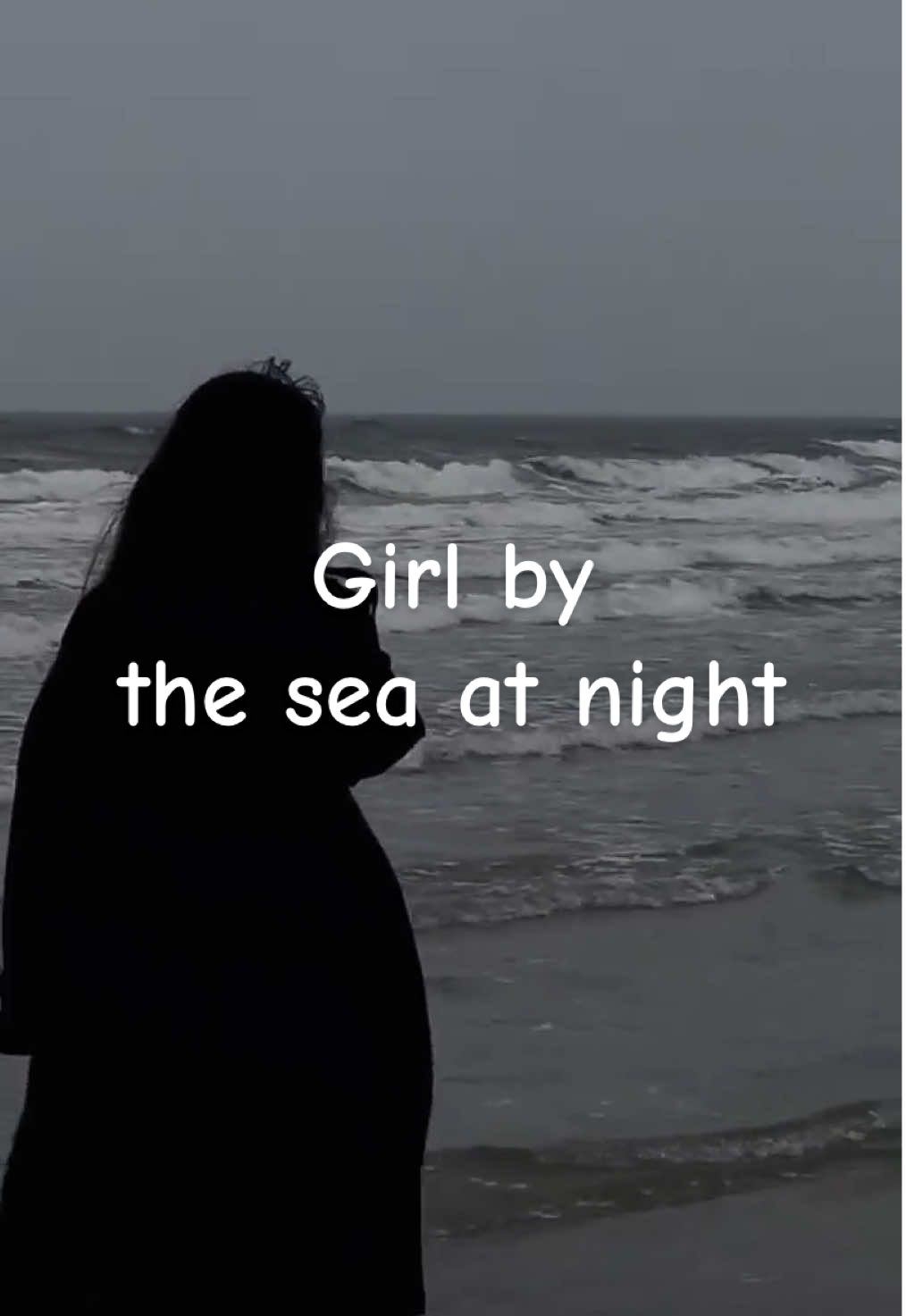 The girl by the sea at night, the waves and the sea breeze blow the Black Sea #foryou #girl #seaside #night 