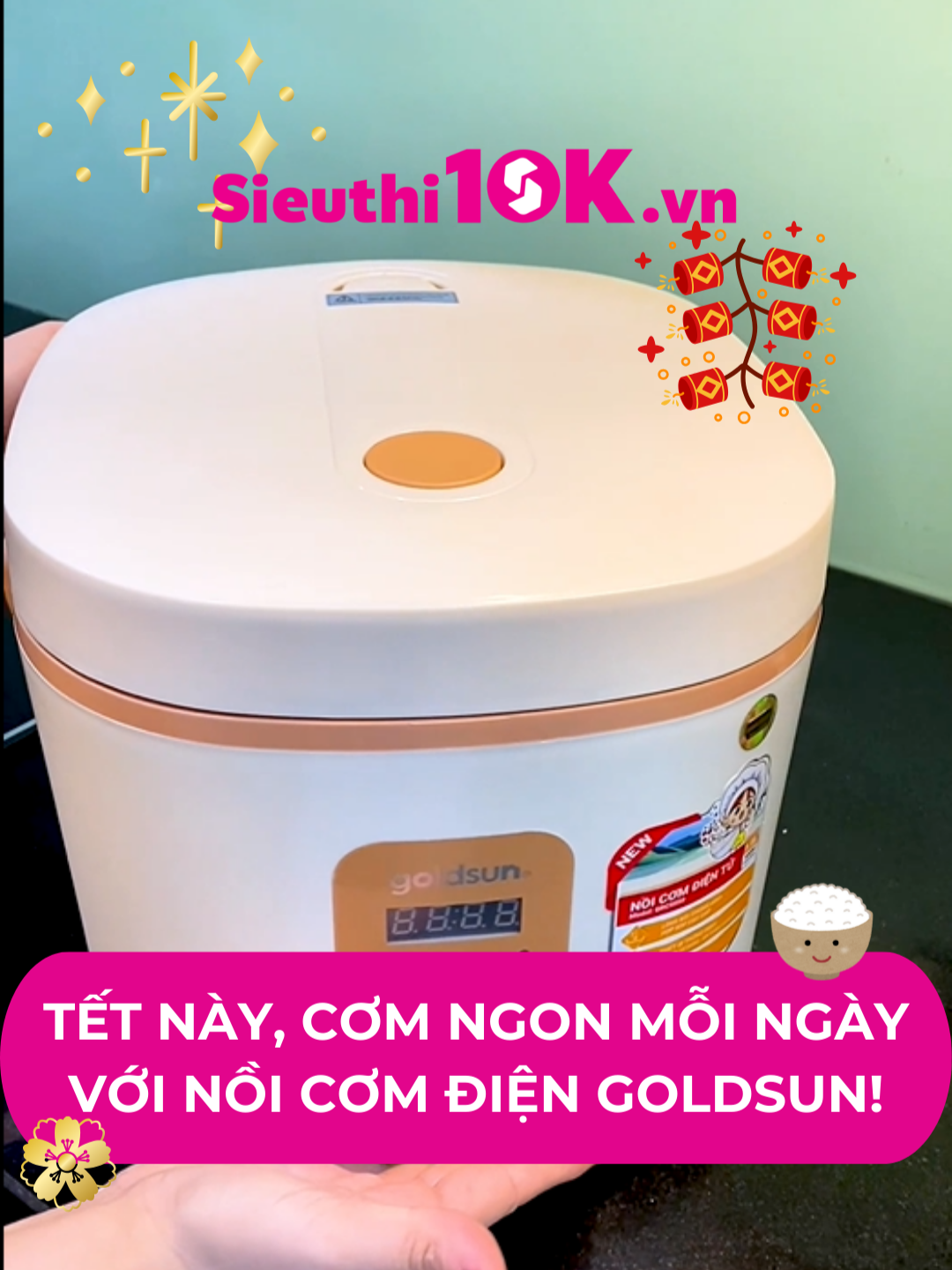 🌀NỒI CƠM ĐIỆN TỬ GOLDSUN GRC5050 - ĐA CHỨC NĂNG, TIỆN LỢI🌀 👍 Sự lựa chọn lý tưởng cho gia đình hiện đại, mang lại bữa cơm ngon, tiết kiệm thời gian và công sức: ✔ Công suất 900W: Nấu cơm chín nhanh chóng. ✔ Dung tích 1.8 lít: Phù hợp cho 2 - 6 người ăn. ✔ Lòng nồi hợp kim nhôm phủ chống dính: Cho cơm chín nhanh, giữ nóng lâu, dễ vệ sinh. ✔ Thân nồi bằng nhựa: Dễ vệ sinh, bền bỉ. ✔ 5 chức năng nấu ăn: Đa dạng, tiện lợi. ✔ Màn hình kỹ thuật số: Hiện đại, dễ sử dụng. ✔ Hẹn giờ nấu lên đến 24 tiếng: Linh hoạt sắp xếp thời gian nấu. ✔ An toàn với chức năng bảo vệ khi quá nhiệt: Bảo vệ người dùng. ✅ Bảo hành chính hãng  ✅ Giá ưu đãi  👉 Đến ngay Miniti Mart - Siêu thị 10K #sieuthi10k #tet2025♥ #tetnguyendan_atty2025 #minitimart10k #GOLDSUN