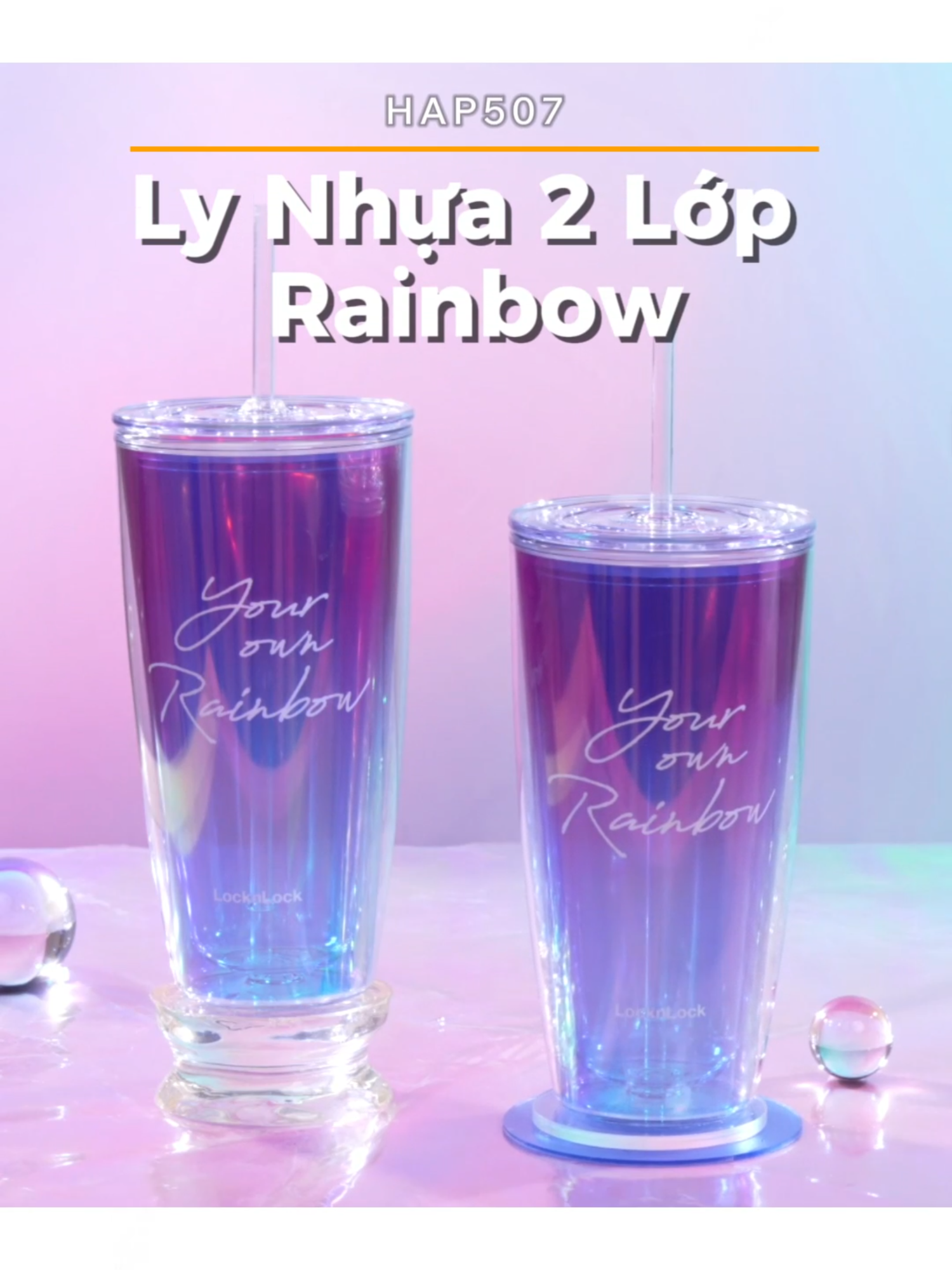 Chọn màu sắc của bạn bằng Ly Nhựa 2 Lớp Your Own Rainbow HAP507 #locknlock #locklock #locknlockvn #locknlockvietnam #locknlockchinhhang#LockLife #liferoutine #routine #coldcup #rainbow