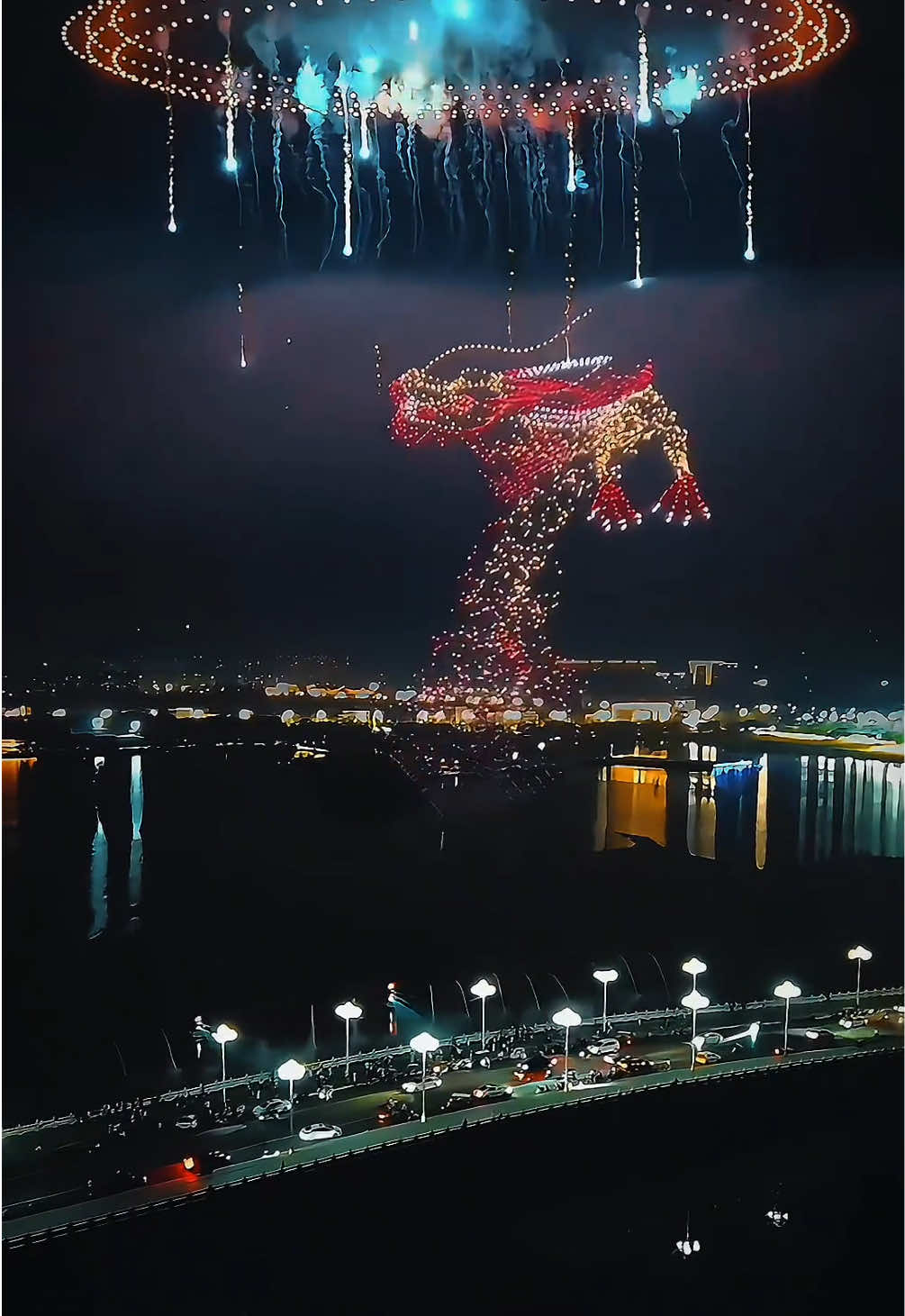 The Drone and Fireworks Show in China🥰 #烟花 #uav #fireworks 