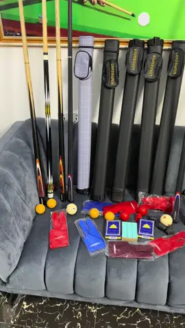 I have all types of playing cue sticks, wooden & Carbon fiber, Tiny Tip and Big Tip. Chalks are available in pack and pieces, Gloves in different colors, Rubber bottom to protect your stick when you hit on the floor, Bags are also available to keep your cue neat and safe and for easy movement to pubs.#pool #sixpocket #fyp 
