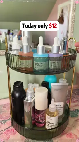 This is the best thing I boight for my bathroom. My skin care and makeup products was all aroind the sink and its was very unorganized. This Rotating shelves makes everything so nice and cleaned. It holds somuch products and the fact it can rotate makes everything so easy to pick #rotatingshelves#bathroomorganizer#cleantoks#bathroomcleaninghack