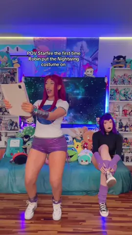 Replying to @Zane LoneWolf Nightwing ftw🤭 #fyp #starfire #raven #teentitans #teentitansgo #dccomics #cosplay #cosplayer   