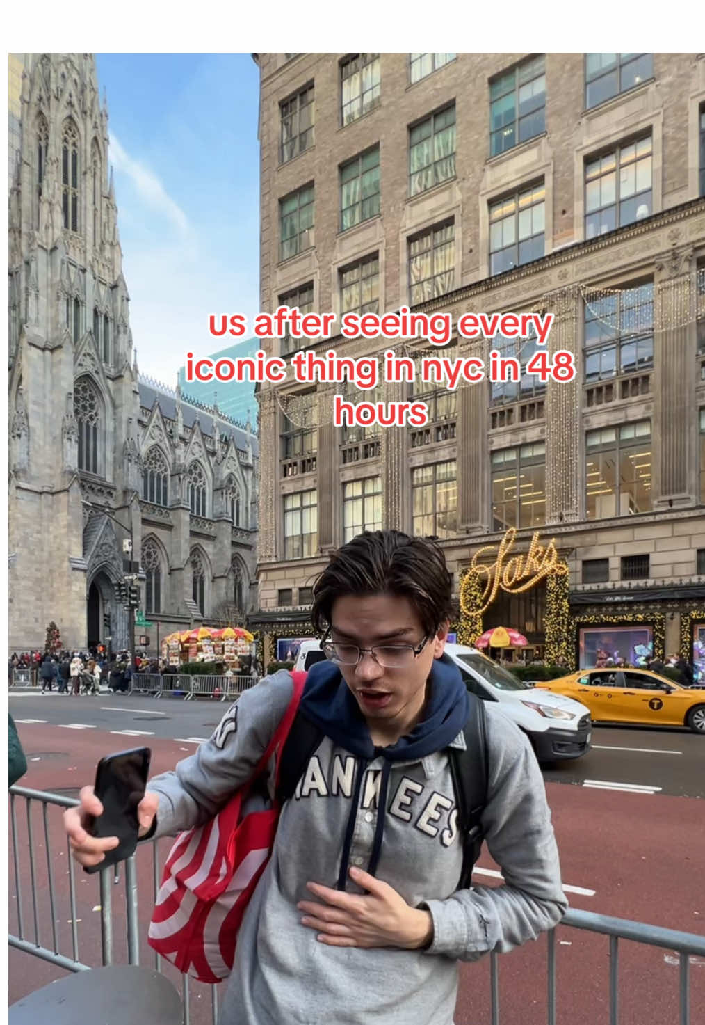 actually so tired  #christmasinnewyork #christmasinnyc #traveltiktok #christmaseve #fyp #foryoupage #louisvuittonsuitcase #nyctrip #5thavenue 