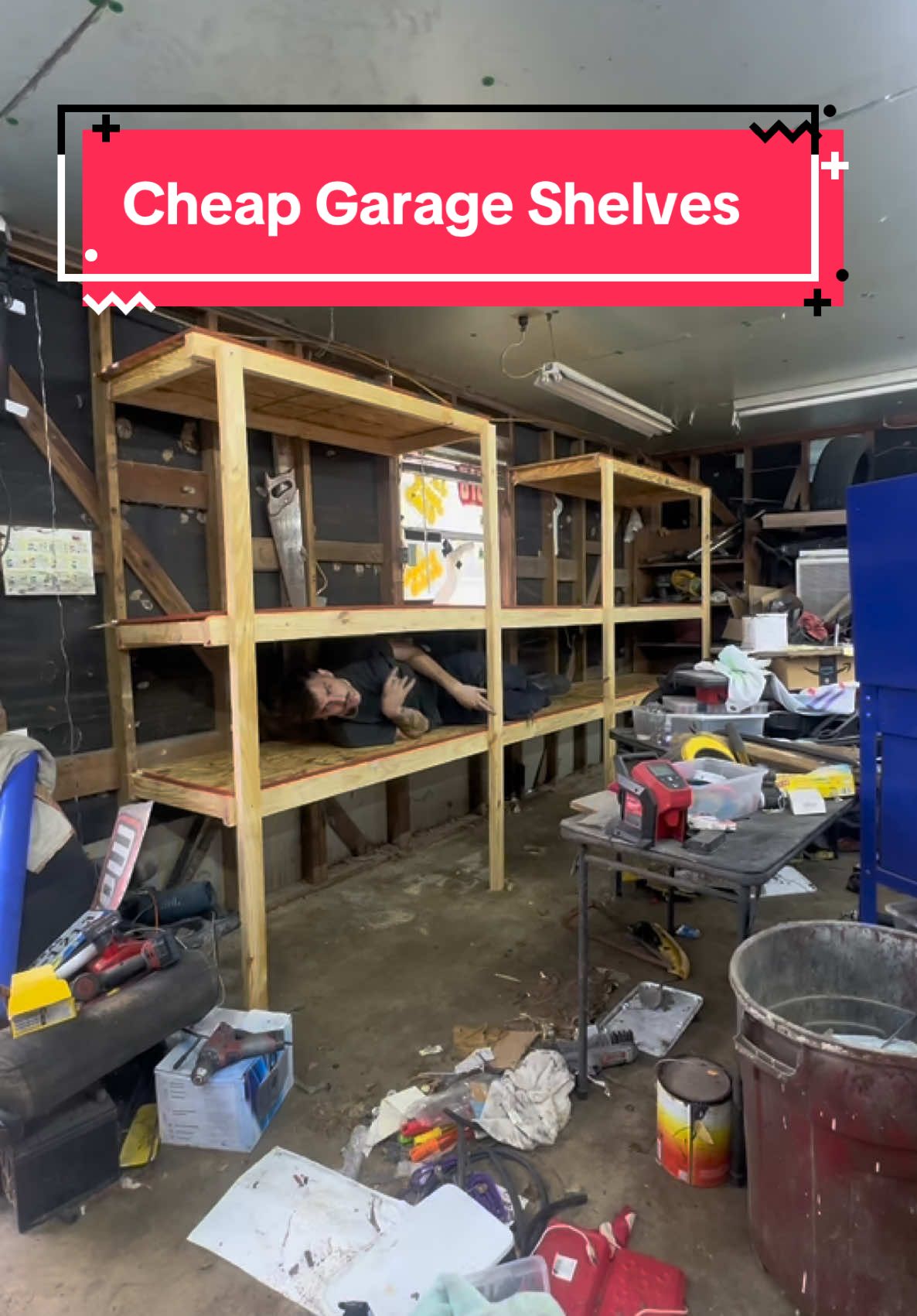 Hobby Mechanic tries Carpentry 😬  #garage #shelf #DIY #renovation #woodwork #shelves #shop #mechanic 