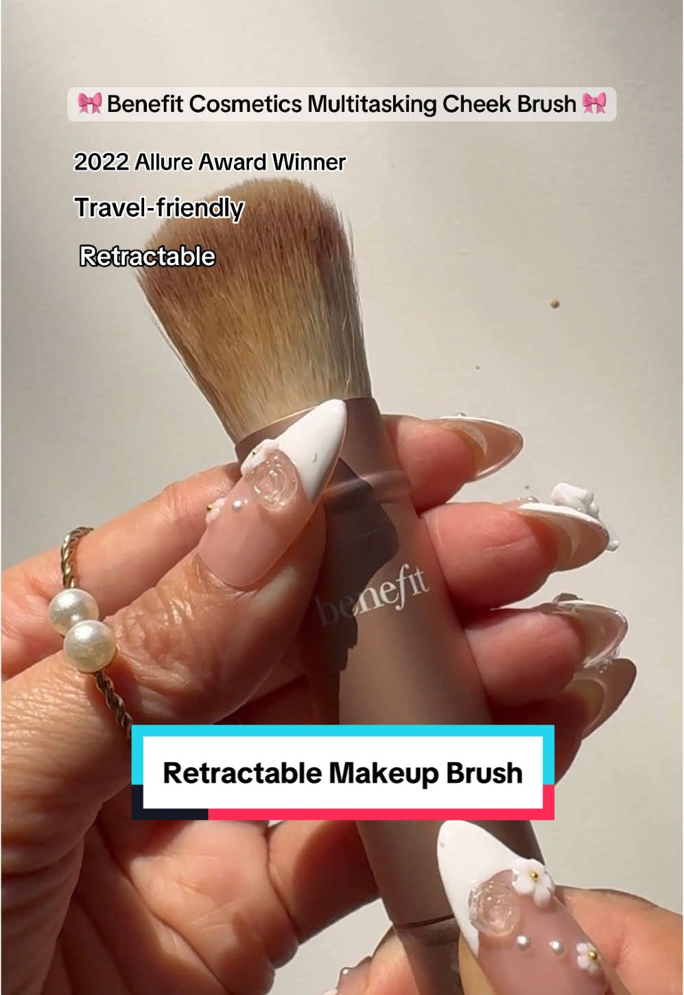 Travel friendly retractable multitasking cheek brush. Perfect for blending powder products..  Gifted by @Benefit Cosmetics  #benefitcosmetics #benefitclubpink #benefitclubpinkus #multitaskingcheekbrush #makeupbrush #makeupbrushes #retractablemakeupbrush #powderbrush #tiktokshopholidayhaul #tiktokshopyearendsale #newyearnewaura #spotlightfinds #tiktokshoplastchance 