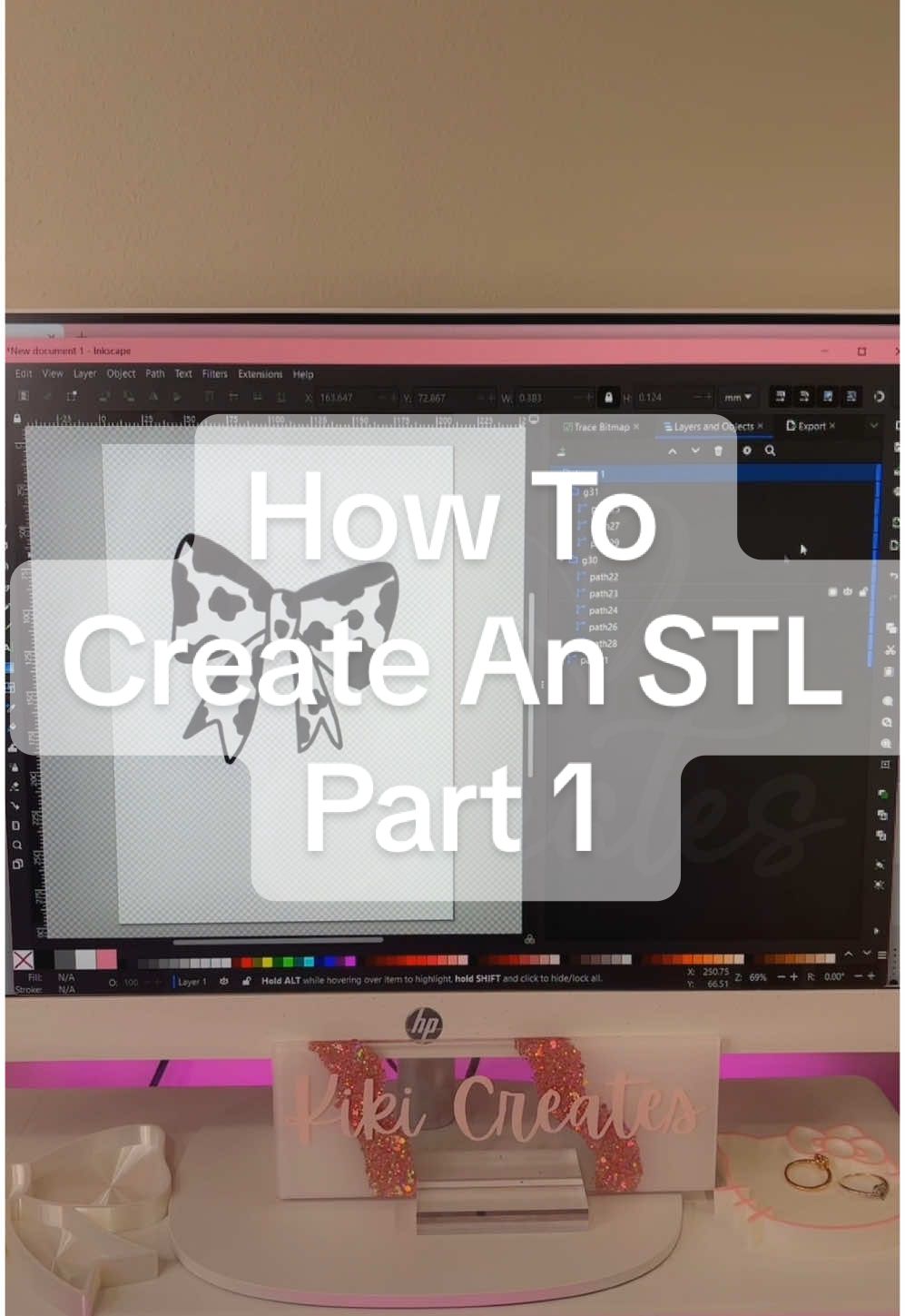 Hi friends! Welcome to part 1 on how I created this cute bow STL file! You can really take any design and do the same to get the most adorable toppers! I really hope this helps!  . . #3dprinting #3dprinted #3dprinter #bambulab #fyp #craftersoftiktok #coquette #filament #