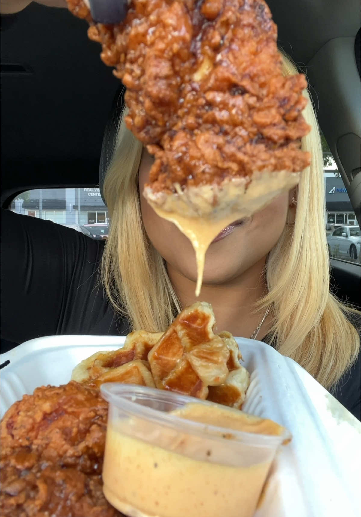 Trying @hotchickshouseofchicken for the first time 10/10 🤤❤️ MUST try: hot chick sandwich, waffle chicks - chicken & waffles, fries and Mac & cheese 🫶🏽 located at 14816 Pines Blvd Pembroke Pines, FL 🥰 #friedchicken #foodreview #mukbang #crunchy #mukbangasmr  #asmreating #Foodie #foodtiktok   #crunchysounds #asmrfood #crunchyasmr #asmrsounds #foodtiktok #hungrytiktok  #muckbang #fyp #fypシ #foryourpage #viral