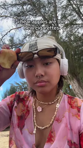 something abt rawdogging an apple just hits #apples #cigarettes #smoking #josieliu #foryoupagee #fyppp 