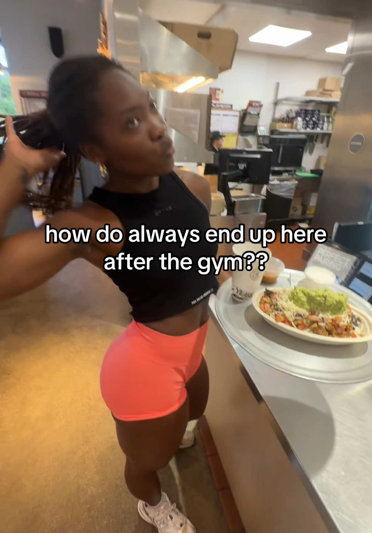 we ❤️ @chipotle  (Shorts @DFYNE dc:GAINSWTHEGIRLS) #FoodTok #GymTok #gym #gymgirl #foryou #gymgirls #college #viral 
