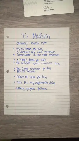 2025 I am entering into my ME Era!  Decided to take it up a notch with my health/fitness journey and start 75 Medium tomorrow!  Just another way hold myself accointable, stay disciplined, and crush my goals! 🔥 My 75 Medium Rules:  1) 10,000 steps per day  2) Follow Meal Plan/Hit Macros 3) Minimum 5 workouts per week 4) Stairmaster minimum 3 times a week  4) 1 treat meal per week  5) Gallon of Water per day 6) Very Limited Alcohol  7) Take all my Supplements Daily 8) Read Daily  9) AM and PM skincare daily  10) Weekly Progress Picture  #inmymeera #75hardchallenge #discipline#mevsme 