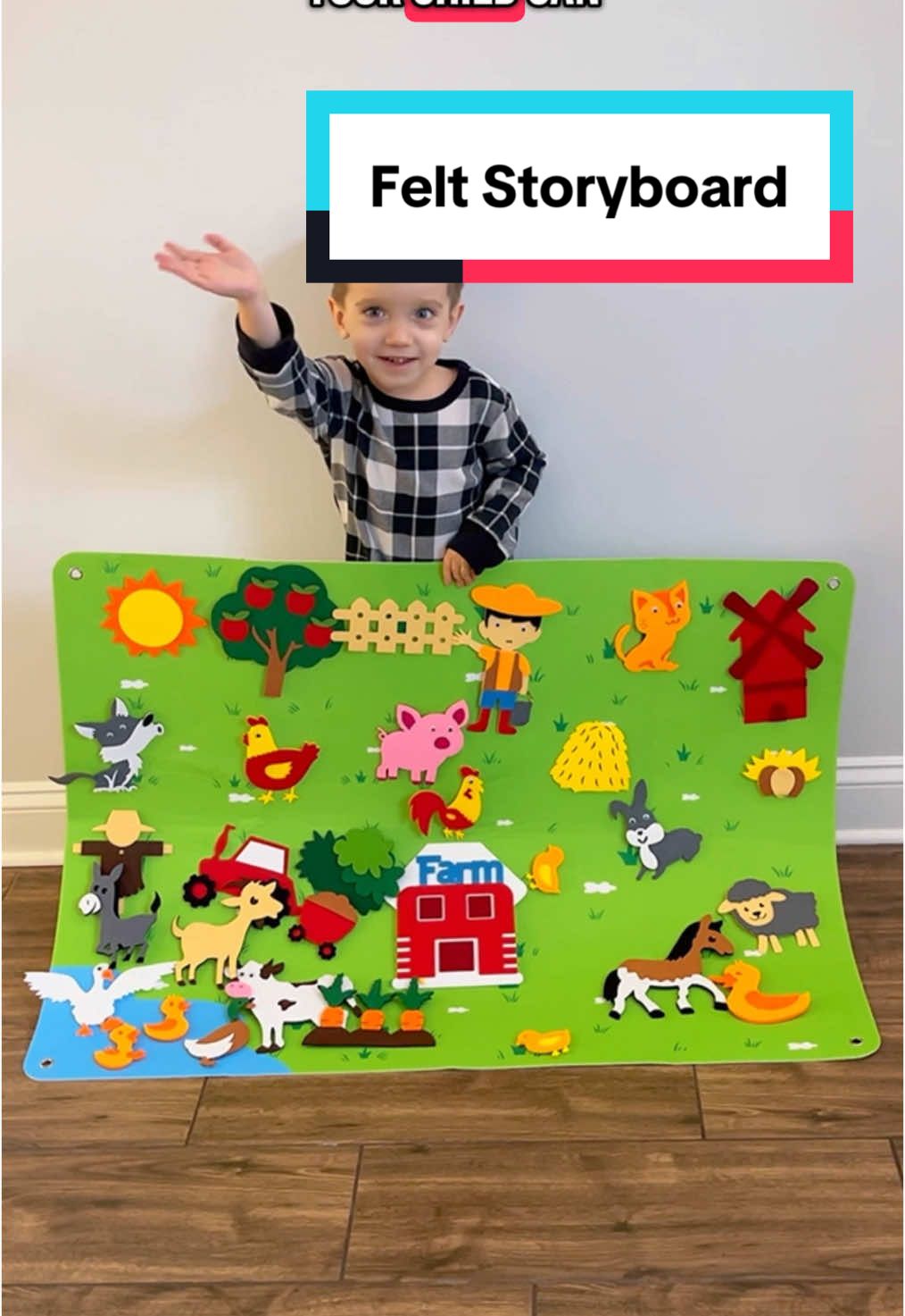 Get it before it’s gone! This is a great learning tool for kids, while also super fun to rearrange each time they play! Click link to order the 33 piece Farm Felt Story Board Set! #feltboard #felttoy #farmtoy #farmtheme #farmfelt #giftguide #shoptoysandtots #treasurefinds #spotlightfinds #farmfeltboard #storyboard #feltstoryboard #feltboarddiy  #kidsgift #giftforkids #toddler #toddlergift #kidstoy 