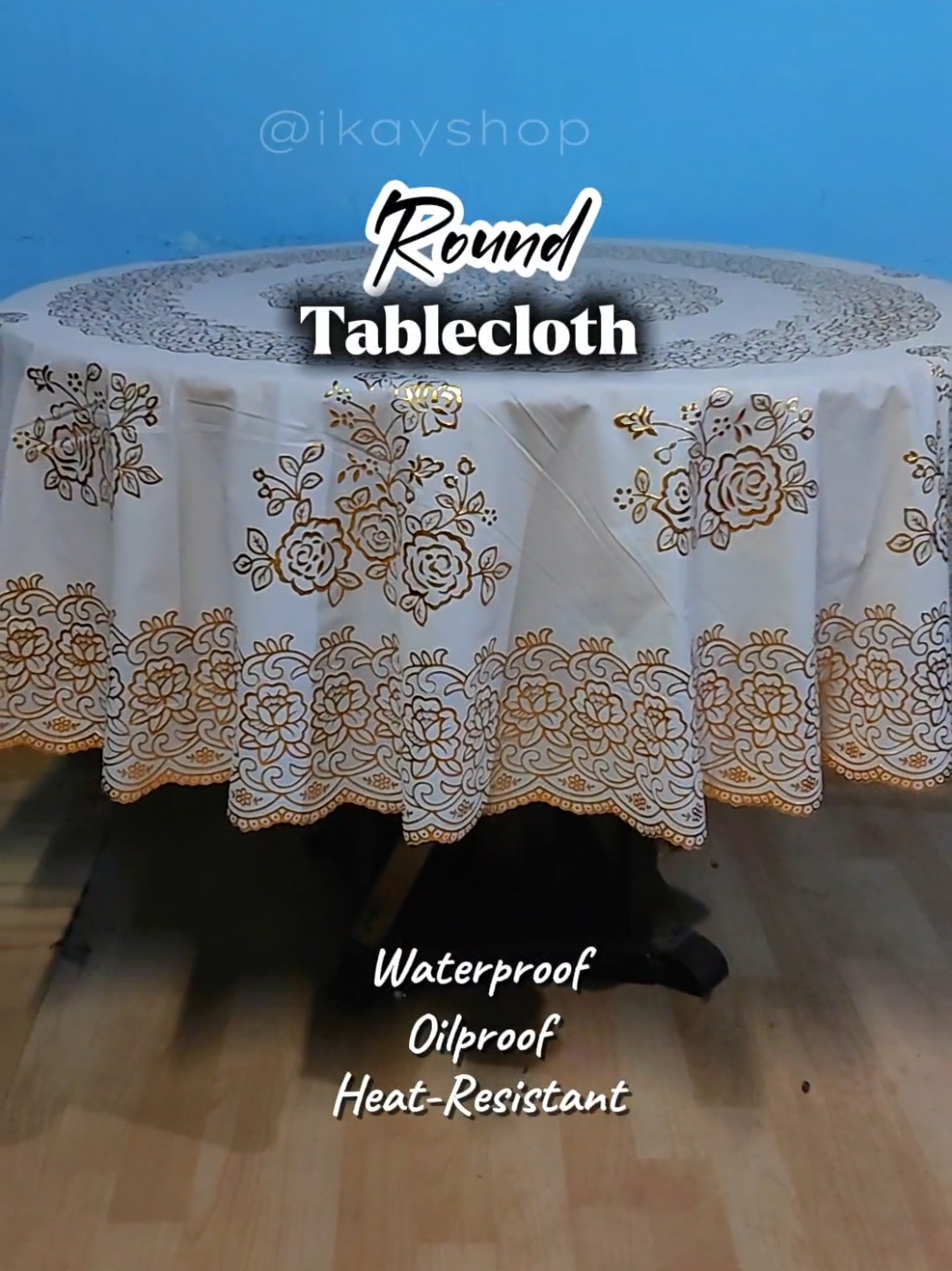 180cm good for 6 seater dining table ‼️ #tablecloth  #roundtablecloth  #waterproof  #heatresistant  #oilproof  #diningtable  #table  #homeimprovement  #fyp 