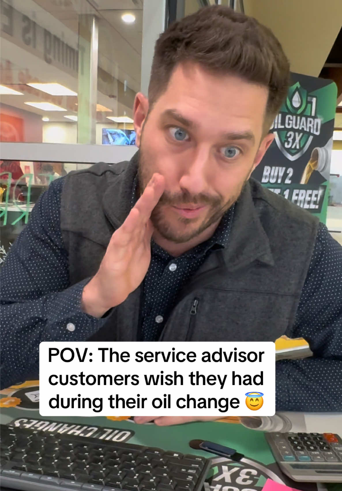 Mr. don’t worry, it can wait until your next oil change …  #oilchange #serviceadvisor #mechanicsoftiktok #cardealership #carmaintenance 