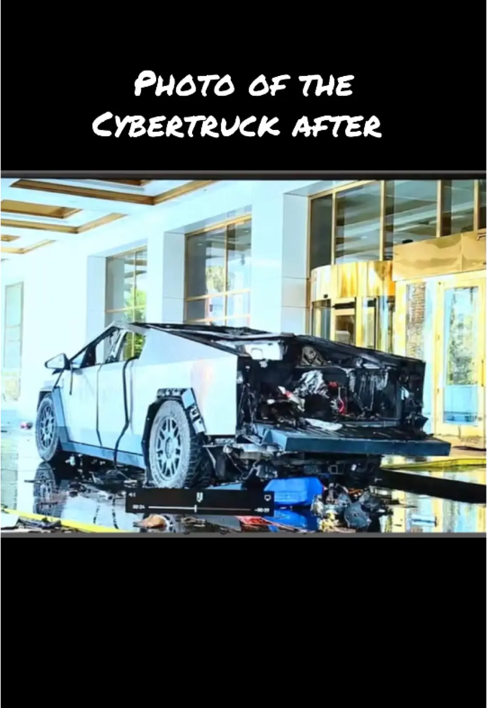 Lots of fireworks, fuel, and explosive or flammable substances in the back of the truck. Wild the wheels didn’t melt no? Who knows about stuff like this? #cybertruck 