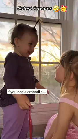 If you see a crocodile don’t forget to scream#Foryou #baby #fyp #Tiktok #cute #fypシ #cutebaby #funnyvideo #happy #game 