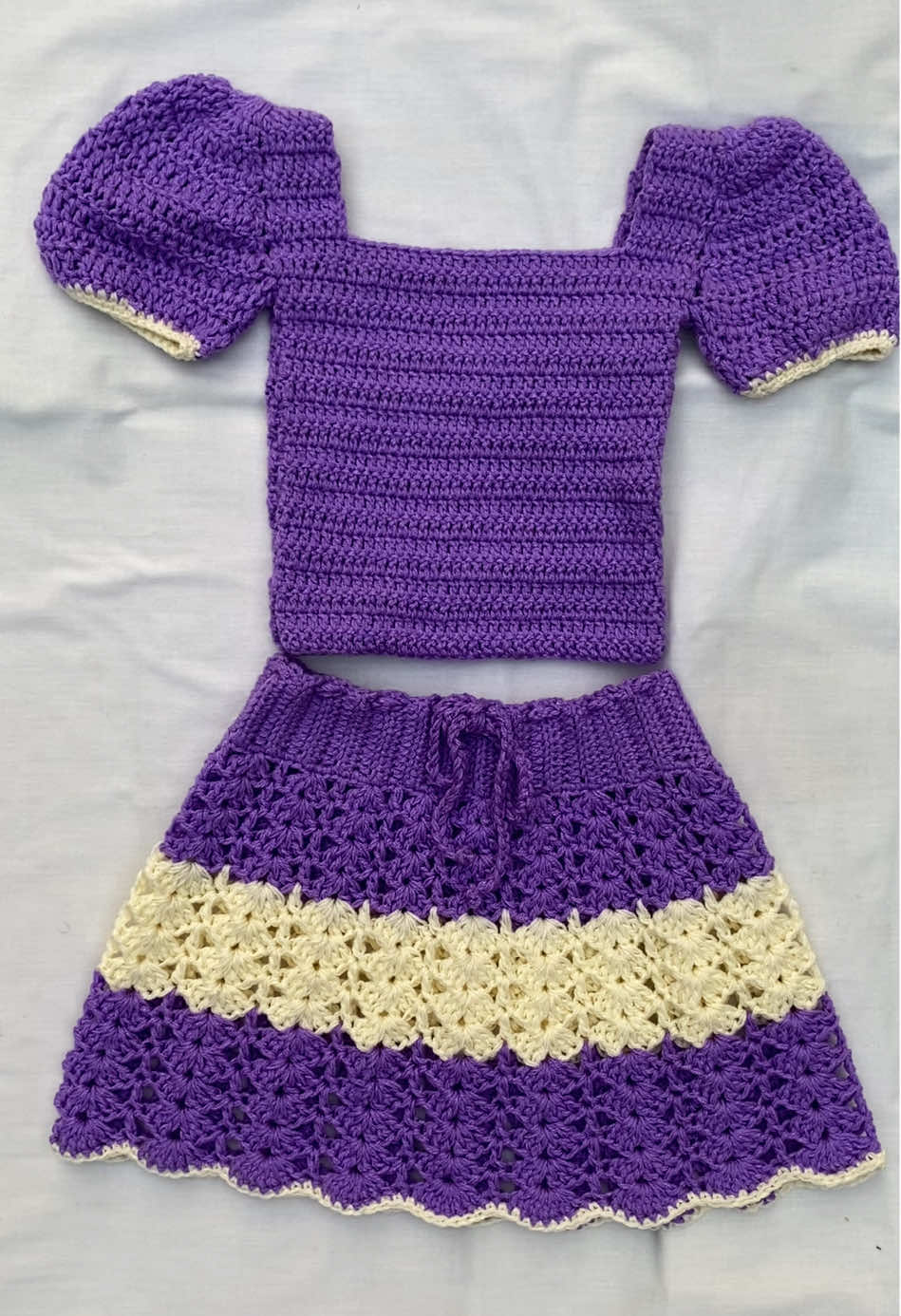 Michelle set💜 Price🏷️ 19,000 naira/38$ Kindly click the link on my bio to place order 🛍️ #crochetset #crochettwopiece #kidscrochetwear #crochettok 