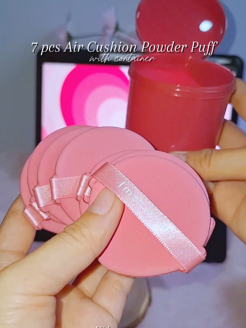 7 pcs Air Cushion Powder Puff with container. Get yours now girlies! 🌸#fyp #aircushion #cushionpuff #powderpuff #makeuptool 