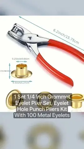 1 Set 1/4 Inch Grommet Eyelet Plier Set, Eyelet Hole Punch Pliers Kit With 100 Metal Eyelets