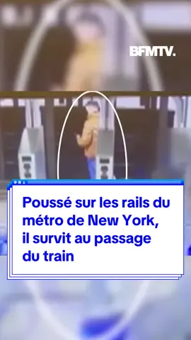 Poussé sur les rails du métro de New York, il survit au passage du train #newyork #usa #metro #police 