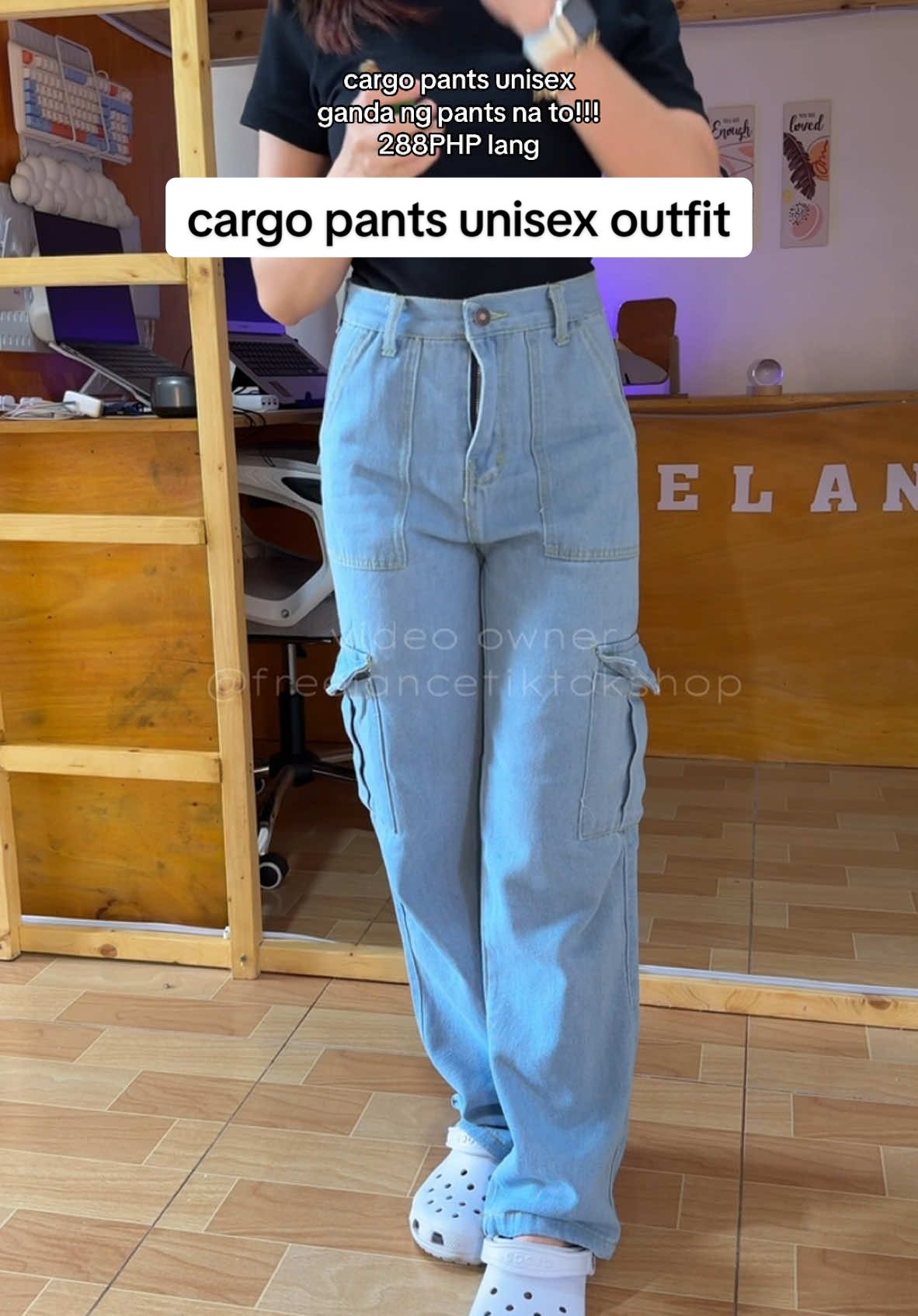 Ay ang ganda ng cargo pants na to! ang mura pa! #fyp #cargopants #denim #widelegpants #outfit #freelancetiktokshop 