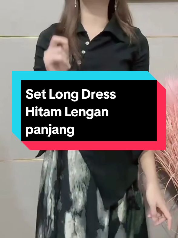 Susana Mall Set Long Dress Hitam Lengan panjang #elegant #mewah #viral 