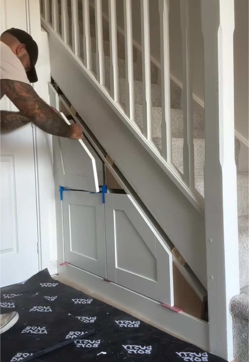 Under Stair Storage install #Home #interiordesign #transformation #satisfying #asmr #new #uk #southampton #woodworking #storage #fyp 