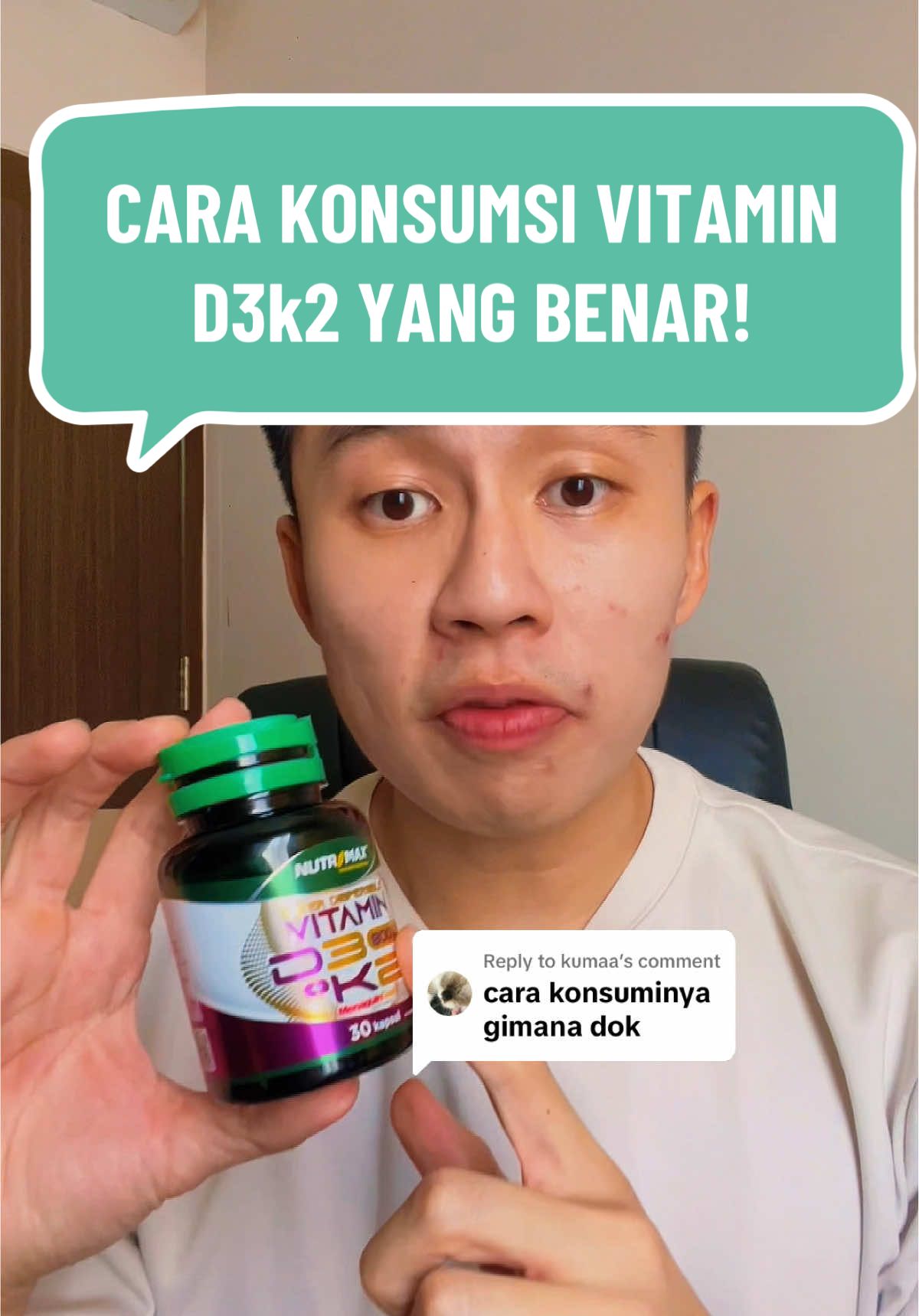Replying to @kumaa kalau kamu udah rutin konsumsi vitamin d3k2 belom nih?  Pastikan cara konsumsi vitamin d3k2 kamu udah benar ya sesuai video ini ✅ #infokesehatan #vitamind3k2 #rekomendasivitamind #dokter #vitd3k2 