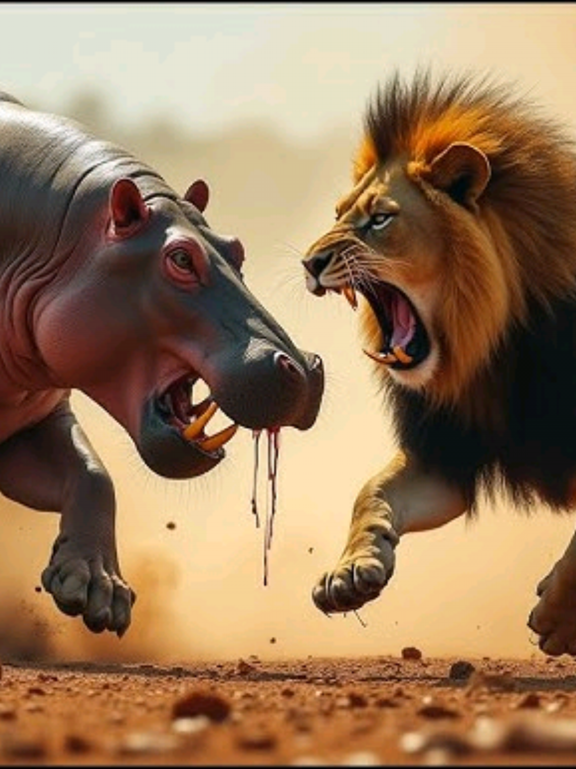 The lion managed to catch the hippo alone #animal world #zoo world battle #magic monsters on TikTok #wild animals up close # 🦛vs🦁 #foryou #fyp  #king.efrin #fyp #very_cool #amazing #viral #fyp #video #lionking 