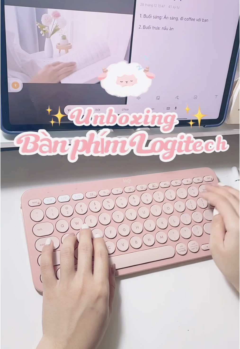 Chiếc bàn phím logitech màu hồng siu cute ạ ⌨️ #logitech #unboxing #logitechk380  #logitech #viral #Wink #review 