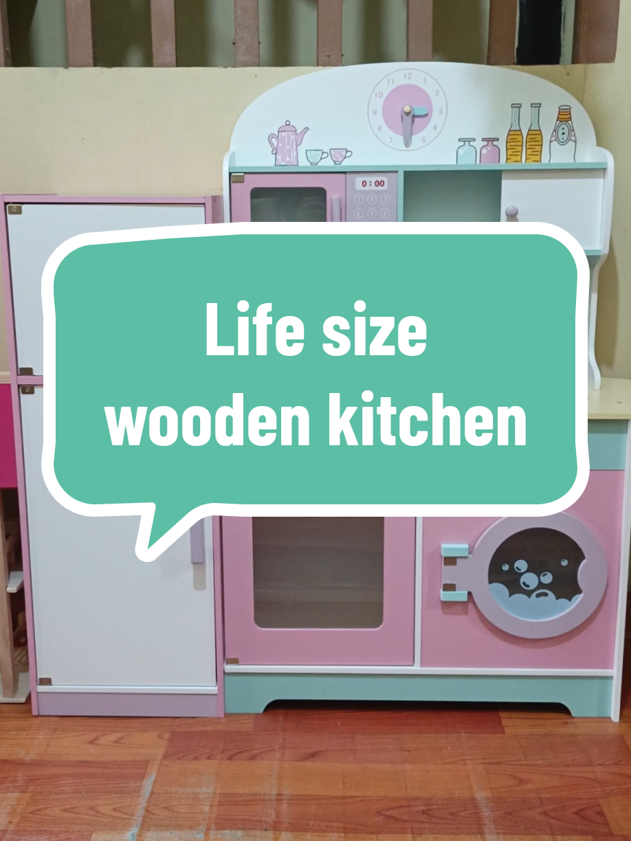 Life Size Wooden Kitchen with Refrigerator for kids #lifesizewoodenkitchenwithrefrigerator#kidskitchen#kitchenforkids
