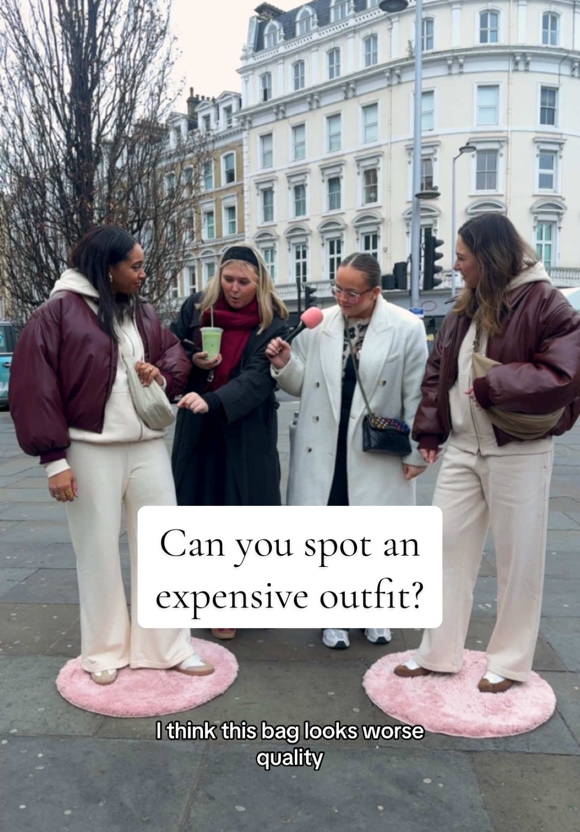 It's no secret, we're totally burgundy-obsessed, and nothing says January comfort like a classic tracksuit set ✨ But one of these outfits costs £3922, the other just under £130 👀 #fashiontiktok #minimic #guessinggame #designer #highstreet #streetinterview #outfitinspo #OOTD #highstreetfashion #london 