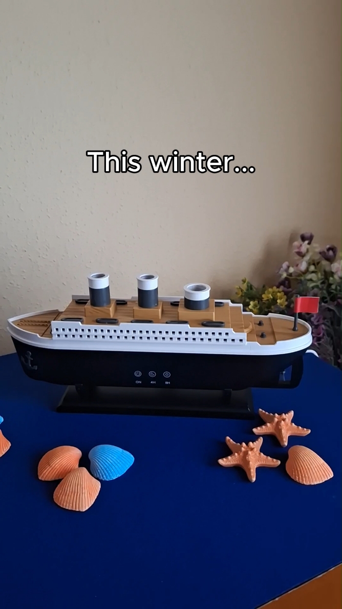 The humidifier you need this winter.#diffuser #humidifier #homedecor #roomdecor #aromatherapy #titanic  Humidifier and diffuser inspired by the Titanic. It has two spray modes: Jellyfish and fog. It comes with a remote control.