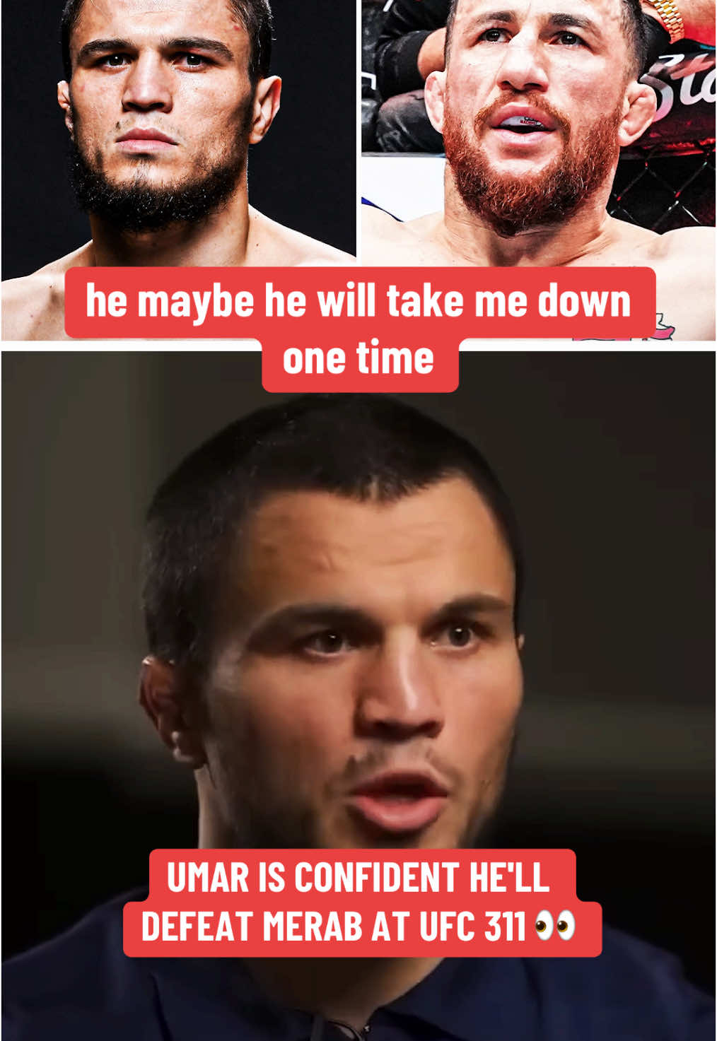 #UmarNurmagomedov doesn't envision a loss at #UFC311 against #MerabDvalishvili 👀 (via Brett Okamoto) #UFC #MMA #combatsports #wrestling 