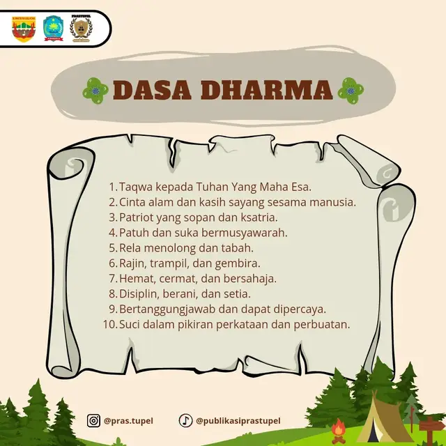 Tri Satya Janji dan komitmen diri yang menjadi dasar anggota Pramuka dalam menjalankan tugasnya. Dasa Darma Sepuluh tuntutan moral yang menjadi pedoman anggota Pramuka dalam menjalani hidupnya. #CapCut  #fyp  #fypシ  #moots?  #pramuka #scout  #capcut #pramukaindonesia  #foryou 