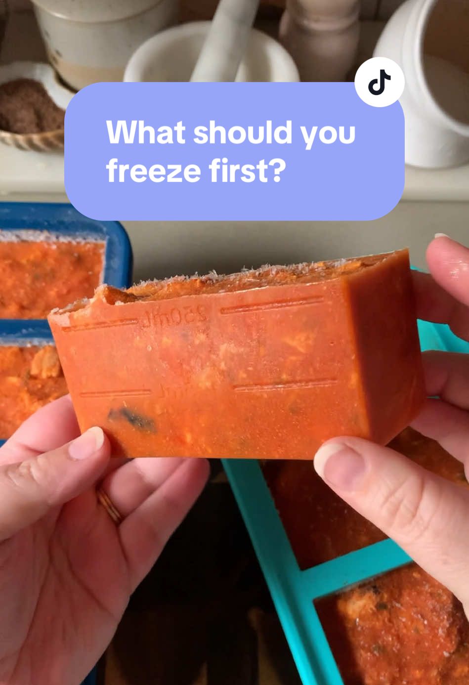 Here are some ideas for what to freeze in each size freezer tray. This is a great way to meal prep if you live alone and don’t want to eat the same leftovers many days in a row!