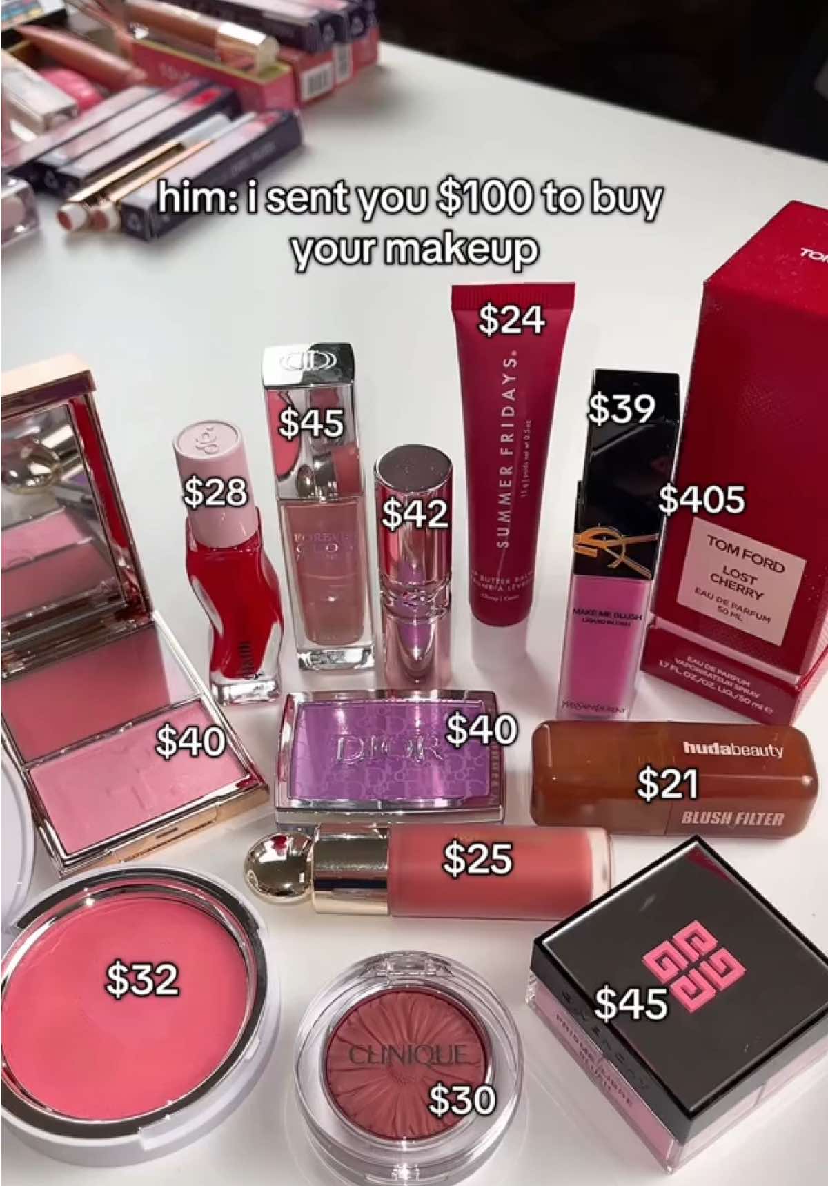 $100 for makeup? excuse me?? 👀 Confirm 🤭 #makeup #makeuplover #relatable #beauty #sephora #blush #lipglosses #makeuptiktok #diorbeauty  #yslbeauty #tomfordbeauty 