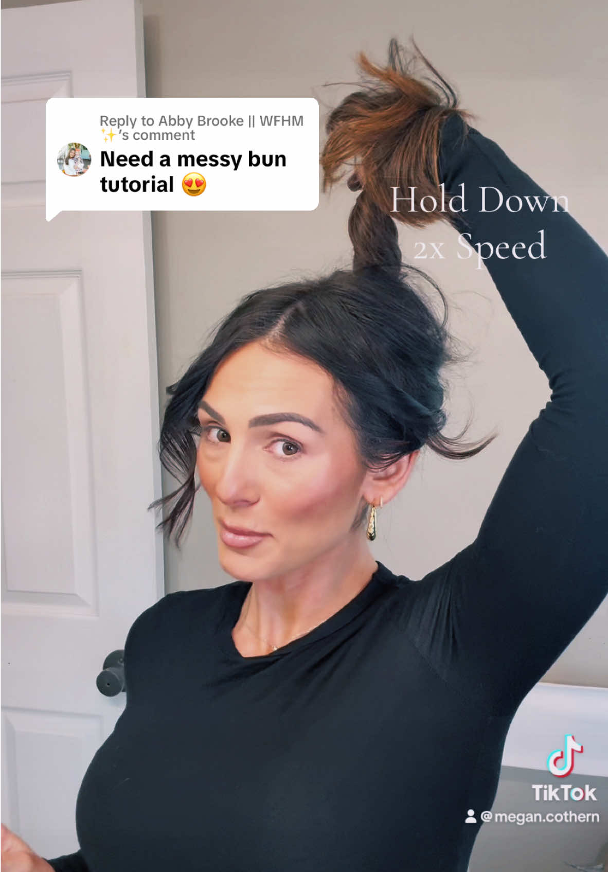 Replying to @Abby Brooke || WFHM ✨  The easiest messy bun using a claw clip! The messier & more dirty the hair , the better!!  #buntutorial #messybun #hair #hairtok #updo #clawcliphairstyles 