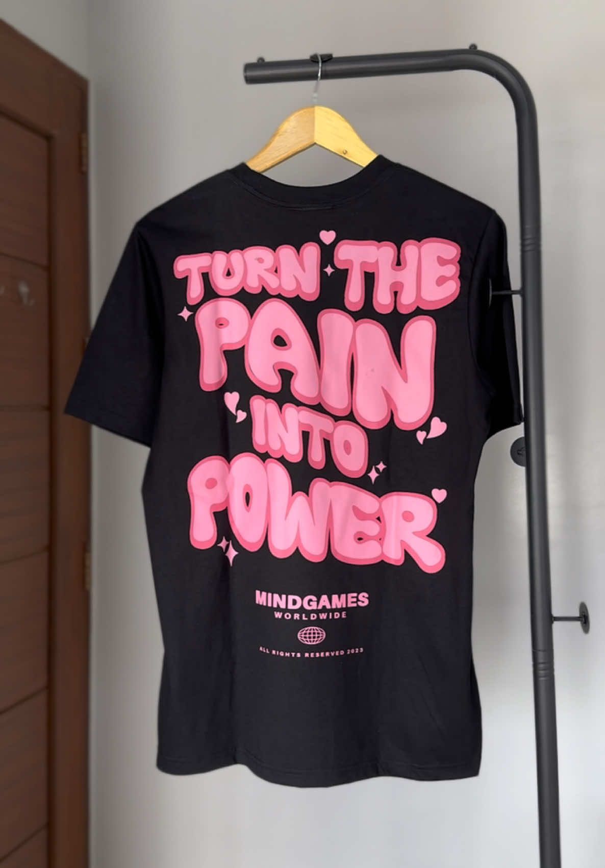 The OG “Turn the Pain into Power tee” from @MINDGAMESCo.✨ #fyp #trending #tee #clothing #tshirt #OOTD #streetwear #unisex #fitcheck #bigsale 