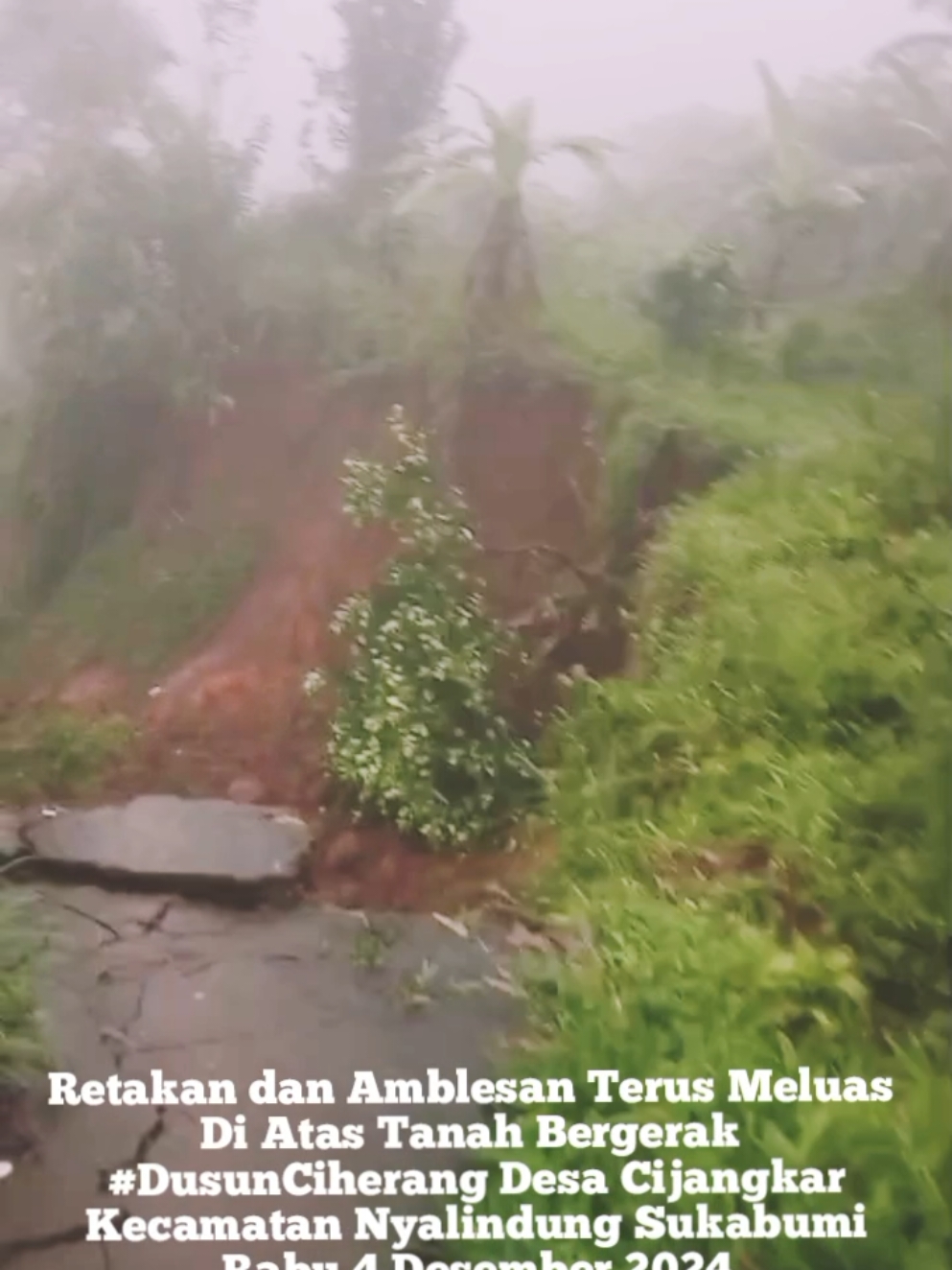 Tak terasa, sudah sebulan bencana banjir, longsor, tanah bergerak hingga angin kencang melanda Sukabumi secara masif Rabu 4 Desember 2024.  Bencana hidrometeorologi itu dipicu hujan deras mengguyur selama 3 hari terakhir sejak Senin 2 Desember 2024. Selain di ratusan titik, dampak hujan deras itu juga kembali menggerakan tanah di Lokasi Gerakan Tanah Ciherang  #DusunCiherang #CiherangBangkit #IKBDC  #Sukabumi041224 #Sukabumi #BanjirLongsor #GerakanTanah #MariKitaSalingBantu #RakyatBantuRakyat #GotongRoyong  #BencanaSukabumi #AwasiPascaBencana #PulihkanSukabumi #DisasterSolidarity #DisastersID #KuSukaBumiKu #KuSukaBumiKuOriginal 