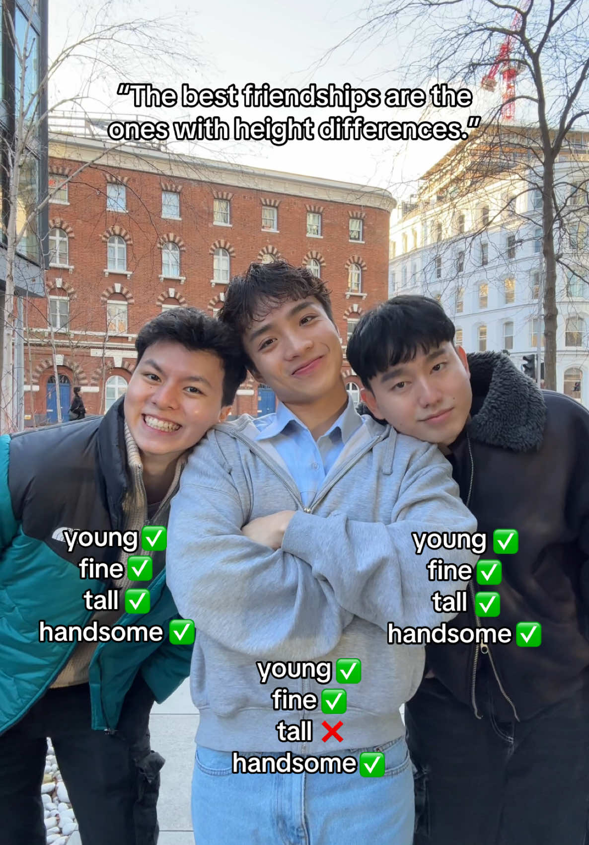 I am actually the tallest friend in the group @christian @Bình Lê #friends #friendship #heightdifference 