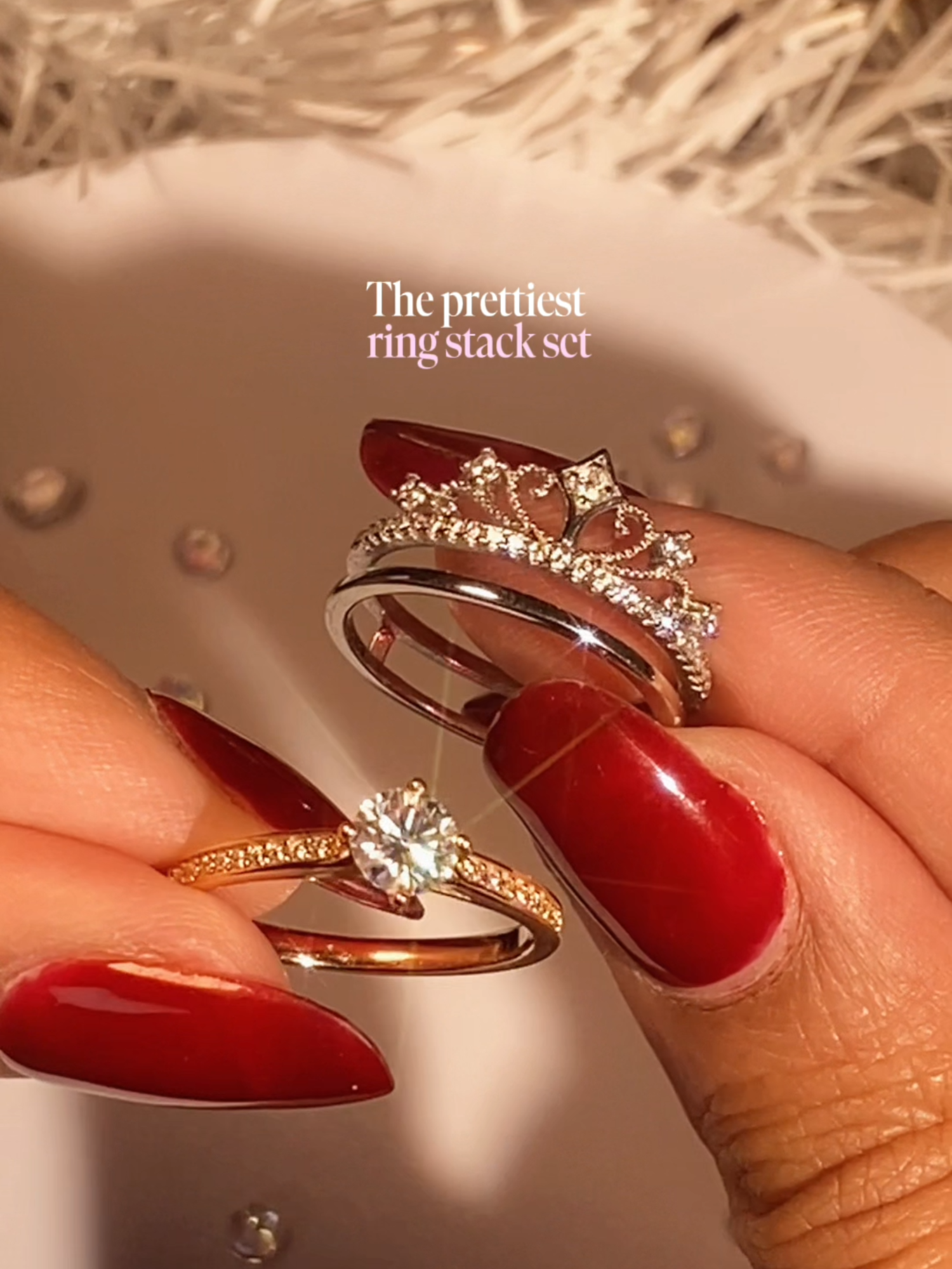 A stack of beauty that speaks for itself 💍✨ #ring #moissanitering #moissanite #moissanitejewelry #engagementring #engagement #propose #zylalajewelry #fyp #jewelry #fashiontiktok #jewelrytok #giftideas #jewelrytiktok #ringforher #moissaniteengagementring #princessring #crownring #ringstack