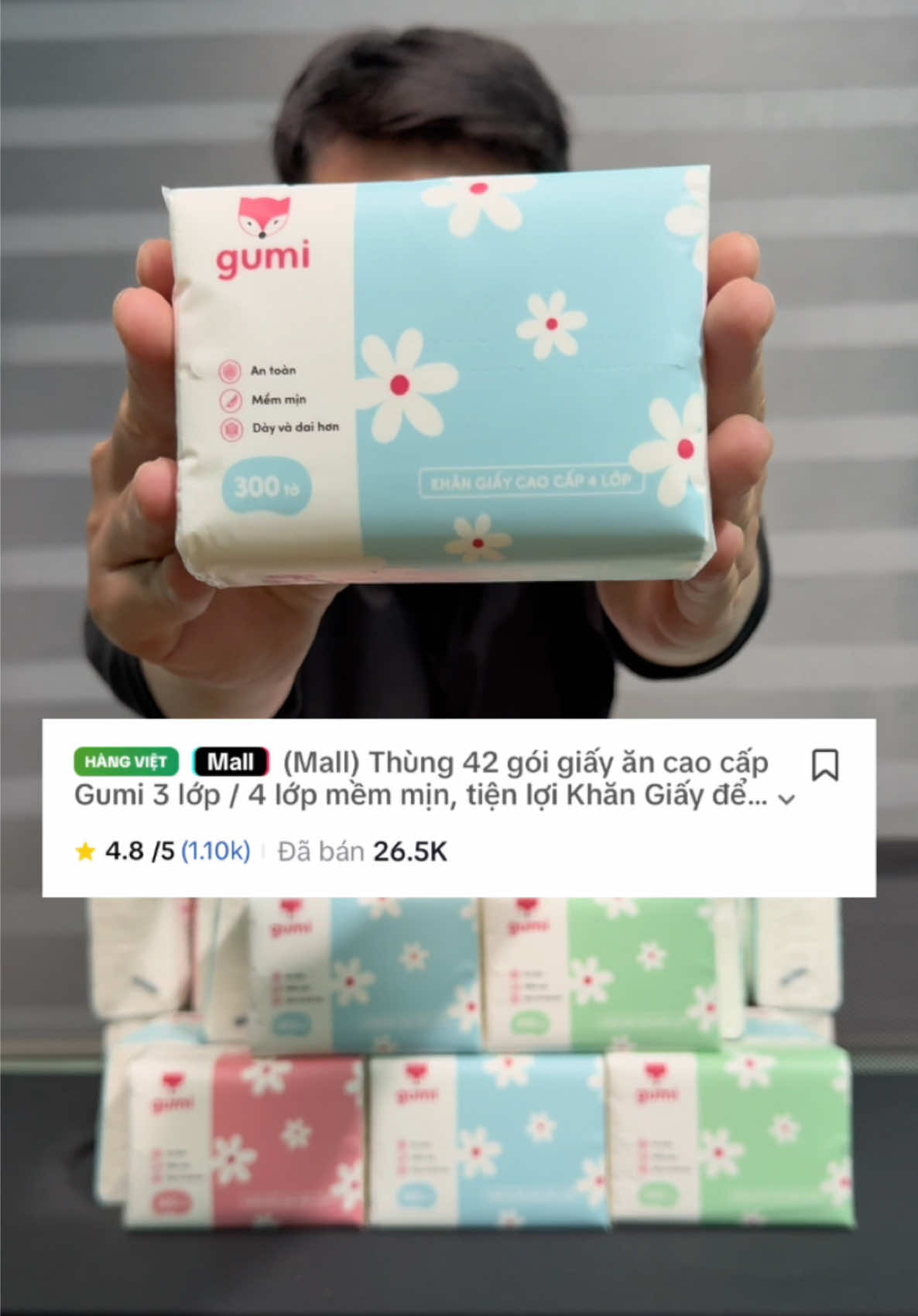 Một thùng 42 gói giấy ăn cao cấp Gumi chất giấy mềm mịn 1 gói 300 tờ xài thích lắm các bạn #giayangumi #thung42goigiayancaocap #gumi #datnhacua 