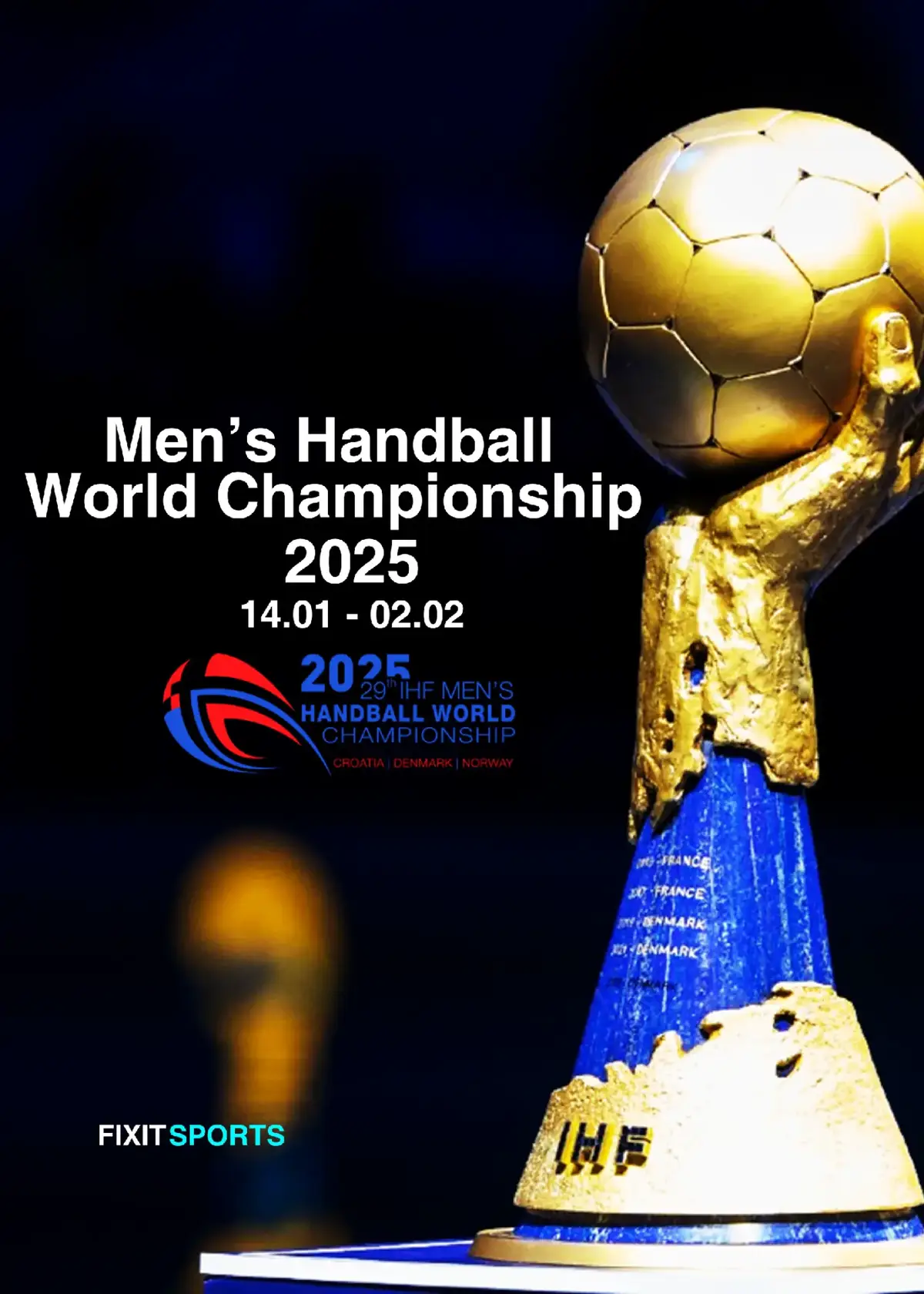 Get Ready for the 2025 IHF World Men's Handball Championship! 🏐🌍 The 29th edition of the championship kicks off from 14 January to 2 February 2025, hosted for the first time across three countries—Croatia, Denmark, and Norway! 🎉 This tournament is making history with 32 teams battling it out for the title. Will Denmark defend their crown and make it four in a row? 👑🔥 Stay tuned for all the action! #fixitsports #handball #handballworld #handballplayer #handballpassion #handballlife 