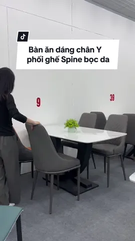 Bàn ăn ceramic chân Y phối ghế Spine #xuhuongtiktok #fyp #banan #banannhapkhau #noithatdep 